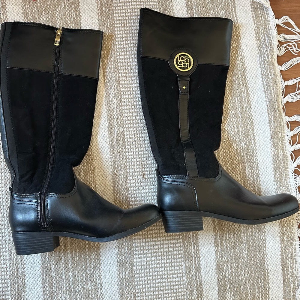 Liz Claiborne Black Leather and Suede Boots
